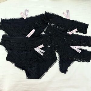 Victoria's Secret Black Lace Panties— 3 cheeky bikini NWT